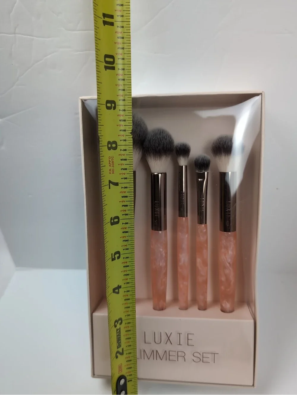 Luxie Glimmer Set, Rose Quartz, 5 Piece Cruelty Free Makeup Brush Set